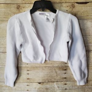 Crop Length Girls White Cardigan - GUC
